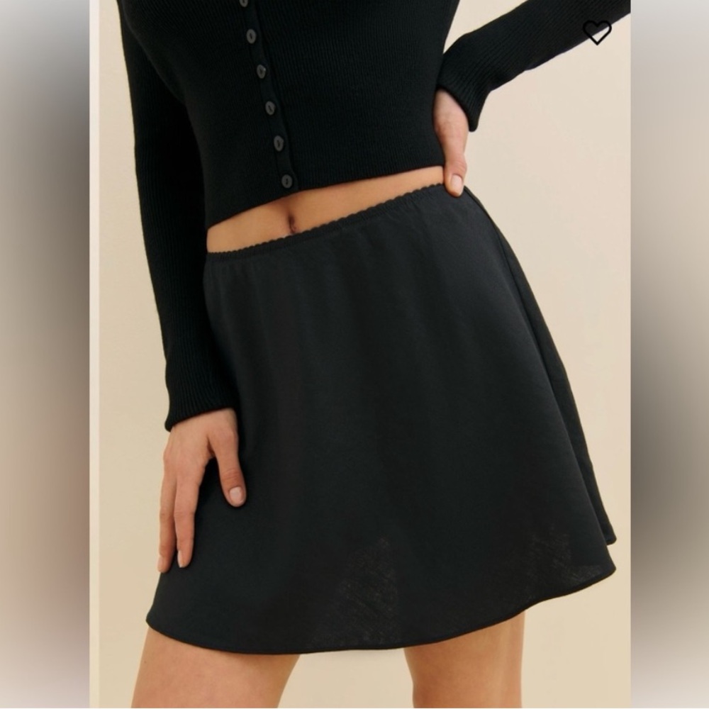 Reformation Brandy Black A-Line Mini Skirt